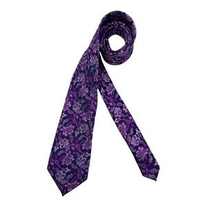 T. M. LEWIN Blue/Purple Paisley Silk DESIGNER Tie HANDMADE